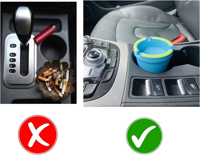 TSY TOOL 4 Pack Glow in the Dark Butt Bucket Ashtray Cigarette Cup Car Ash Holder Portable Truck Home Office (Pink/Blue/Purple/Green) - Image 2