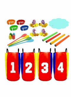 Outdoor Games for Kids, Potato Sack Race Bags, Bean Bag Toss, 3 Legged Bands, Egg and Spoon Game, Prizes, Outside Lawn Birthday Party Carnival, Camping, (36 PCS)