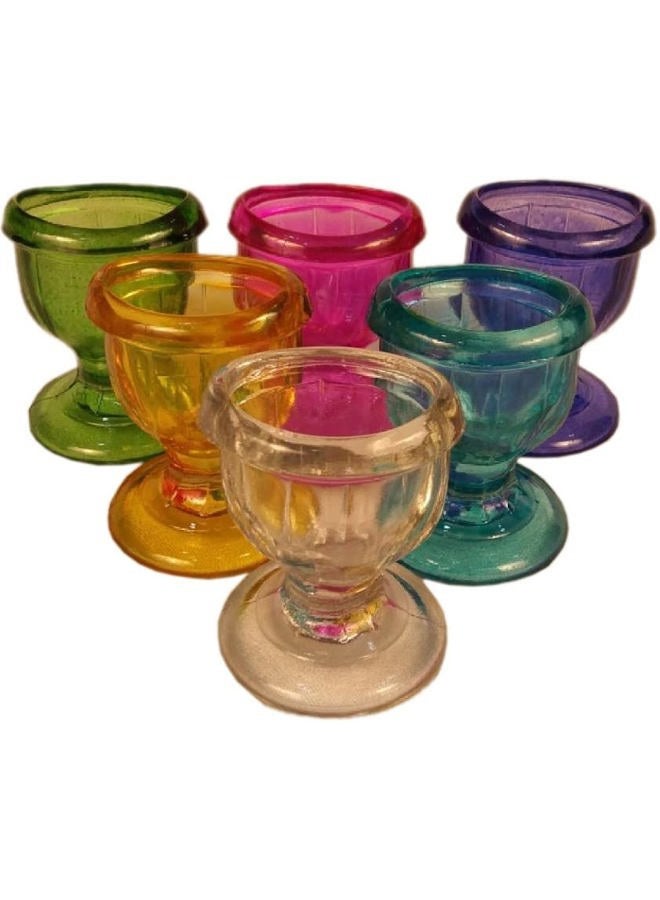 WHOLELIFEOBJECTS Glass Eye Wash Cup with Engineering Design to Fit Eyes for Effective Eye Cleansing - Eye Shaped Rim, Snug Fit Set of 6 Mix Colour - Image 1