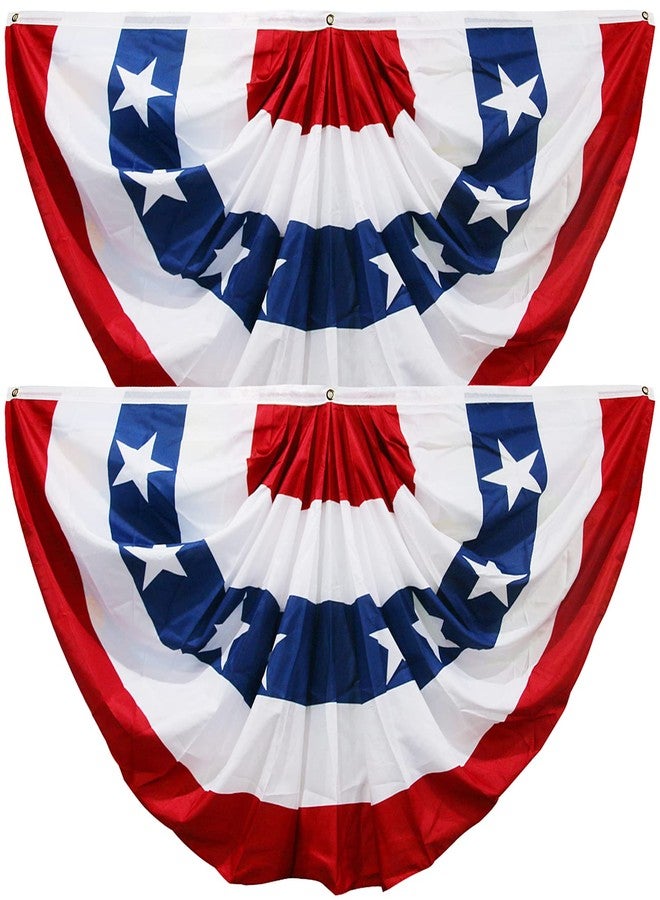 HOOSUN American Flag Bunting,American Flags Bunting For Outside,Patriotic Bunting Outdoor,Flag Bunting 3x6 FT,American Flag Banners,USA Pleated Fan Flag,Red White And Blue Bunting For Porch Decor (2 Pack) - Image 1