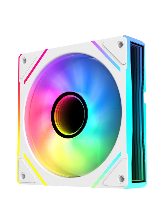 Sama Jingjie V3 White Anti-leaf, 12cm Case Fan, Argb Infinite Mirror Light, 5v3p Light Synchronization, Small 4p-pwm Speed Adjustment, Hydraulic Bearing, Standard Shock-absorbing Pad - Image 2