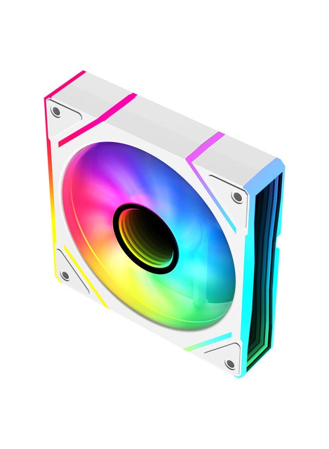 Sama Jingjie V3 White Anti-leaf, 12cm Case Fan, Argb Infinite Mirror Light, 5v3p Light Synchronization, Small 4p-pwm Speed Adjustment, Hydraulic Bearing, Standard Shock-absorbing Pad - Image 4