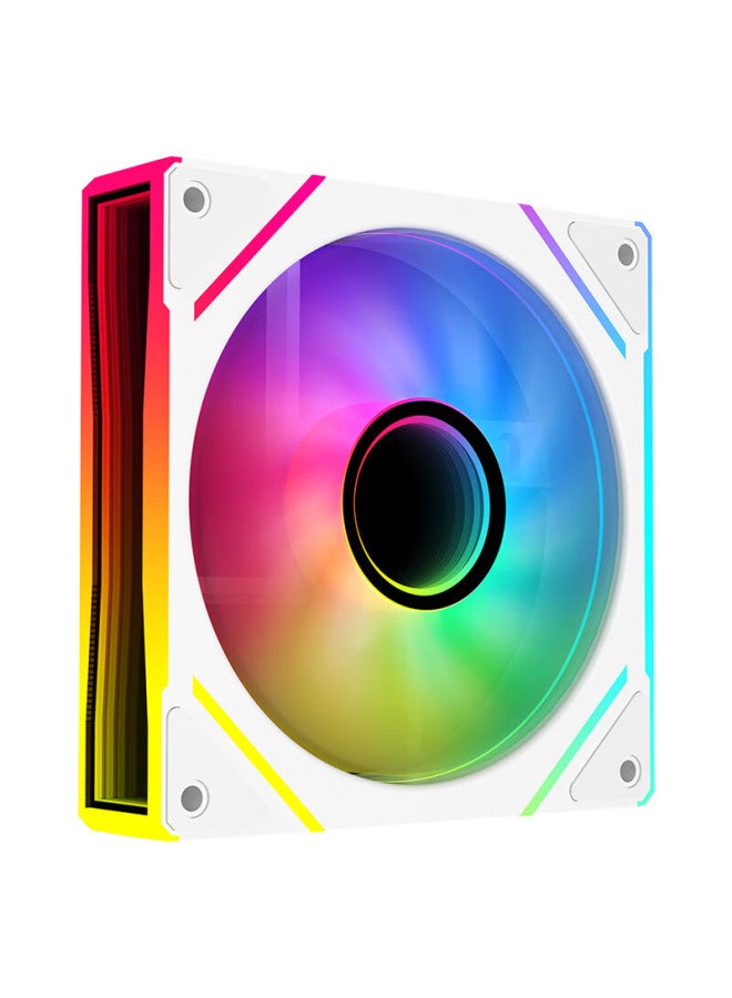 Sama Jingjie V3 White Anti-leaf, 12cm Case Fan, Argb Infinite Mirror Light, 5v3p Light Synchronization, Small 4p-pwm Speed Adjustment, Hydraulic Bearing, Standard Shock-absorbing Pad - Image 1