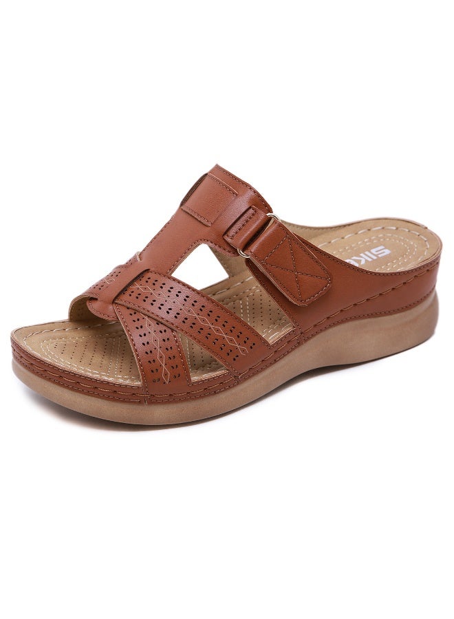 NIBEMINENT Summer Women Wedge Sandals Premium Open Toe Sandals Vintage Anti-slip Casual Female  Retro Shoes - Image 1