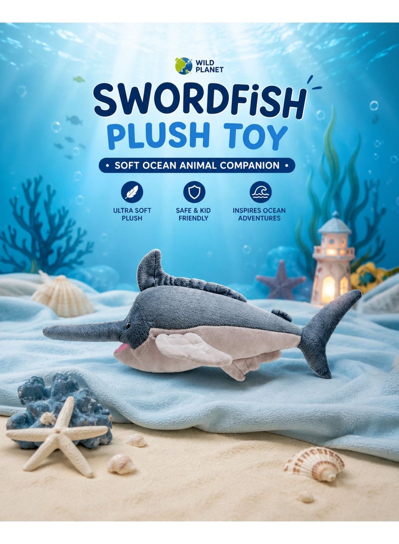 Wild Planet Swordfish Plush Toy Soft Ocean Sea Animal Stuffed Toy for Kids Realistic Marine Fish Plush Doll Ultra Soft Cuddly Pillow Educational Ocean Wildlife Plush Gift for Boys Girls Toddlers Bedroom Décor Bedtime Companion - Image 1
