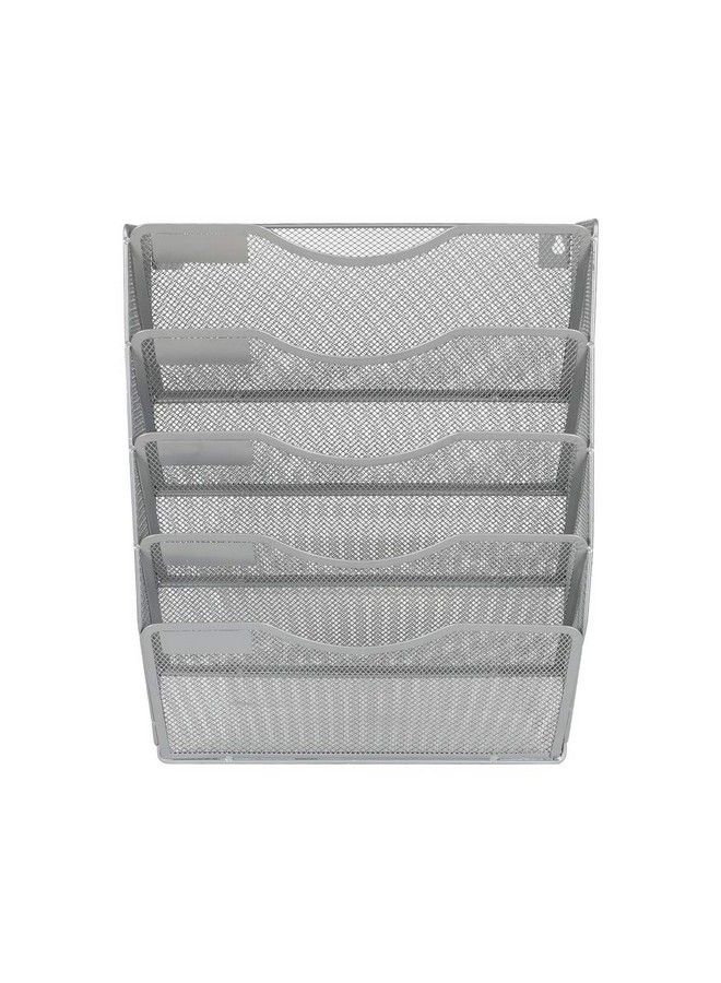 EasyPag 5 Pockets Wall File Holder Organizer Hanging Magazine Racksilver - Image 4