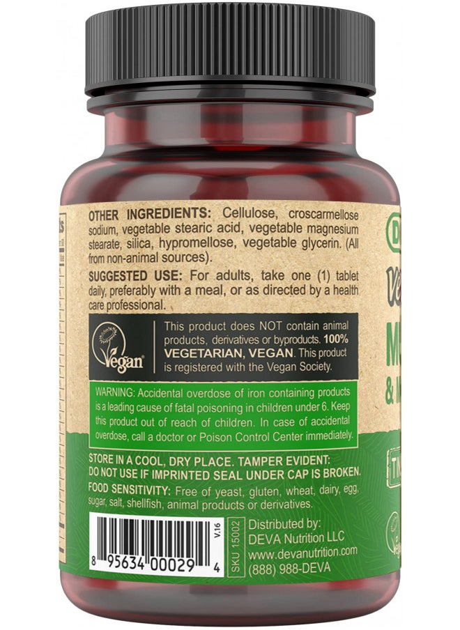 Deva DEVA Tiny Tablets Vegan Multivitamins for Women & Men, Multivitamin with Iron, Mineral Supplement, Vitamin C, Vitamin B Complex, Vitamin B12, Vitamin E, Zinc, Gluten Free, 90 Tablets  - Image 4