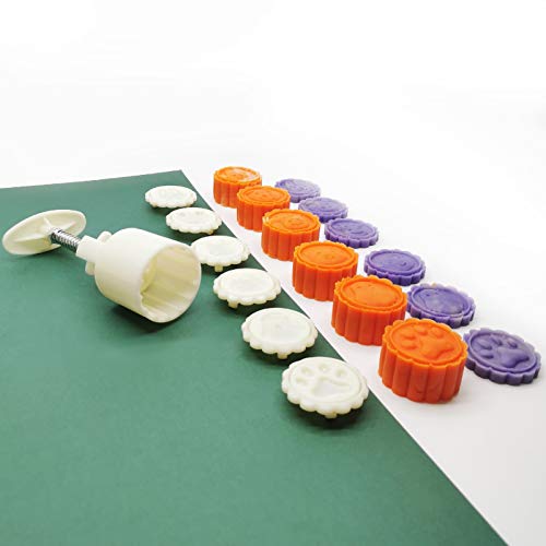 SUNEKE Pebbles Stamp Moon Cake Stamp, Pebbles Press Mid Autumn Festival DIY Decoration Press Pebbles Round Pebbles Pebbles Set Fondant Cake Decoration(Round Cute Cartoon Animal,50g) - Image 2