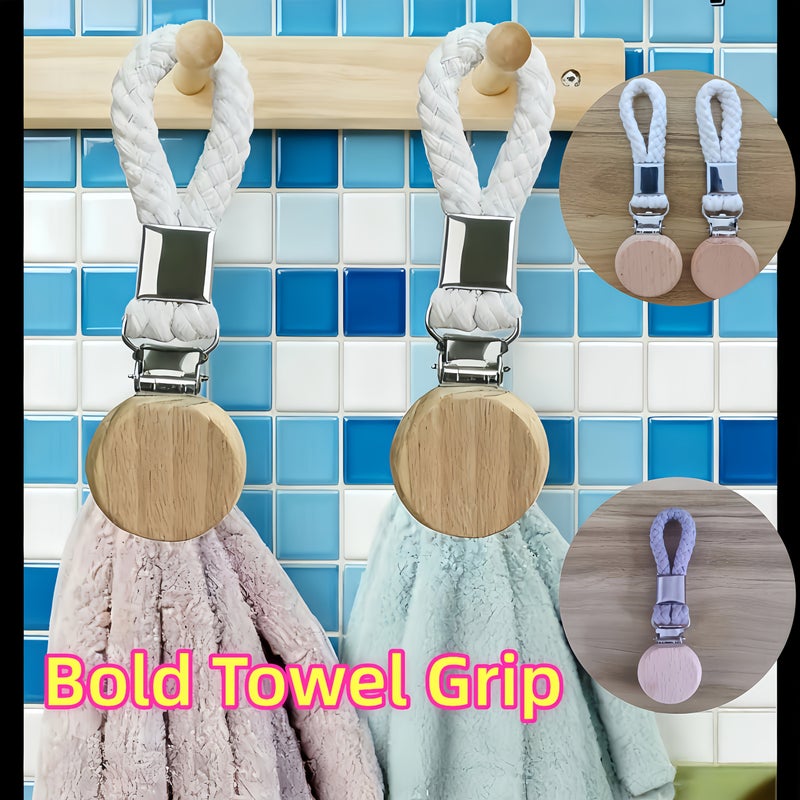 1 2 3 5 Pack Heavy Duty Wall Mounted Towel Clips with Non Slip Thick Rope 3pcs Bold Multi Pack Bulk Bargain Suitable for Bathroom Kitchen Room Durable Plastic Fabric Metal Clamps for Hanging Towels Blankets - Image 1