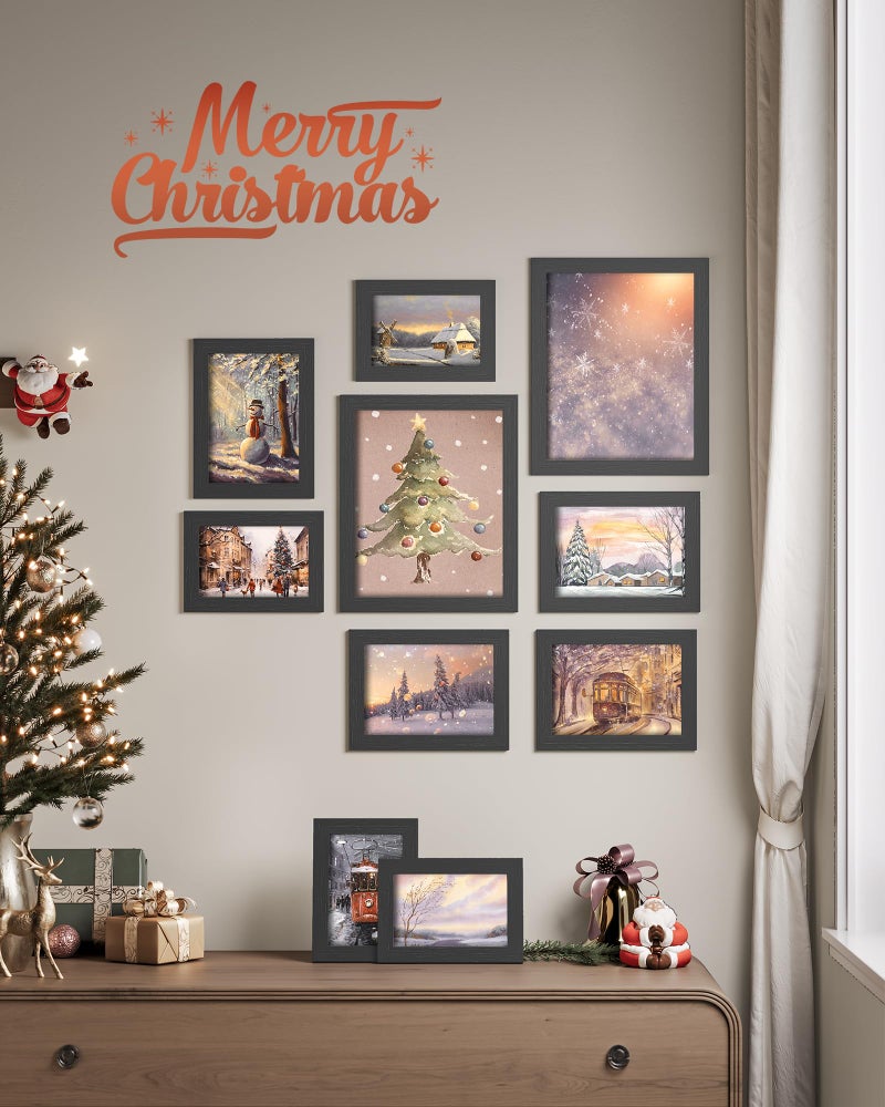 SONGMICS Picture Frames, Collage Picture Frames Set of 10, Two 8x10, Four 5x7, Four 4x6, Photo Frame for Wall Gallery Decor, Table Display, Christmas Gift, Black URPF10B - Image 2