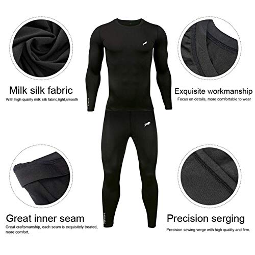 PRO GYM Men Cool Dry Compression T-Shirt & Lower for Athletic Workout and Running (Black, S) - Image 4