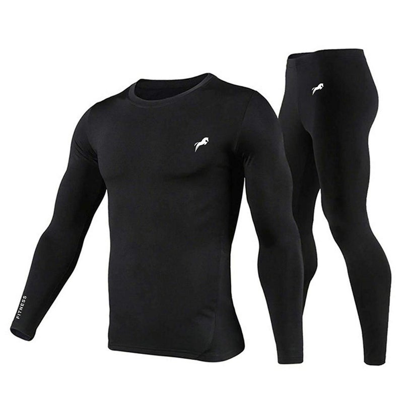 PRO GYM Men Cool Dry Compression T-Shirt & Lower for Athletic Workout and Running (Black, S) - Image 5