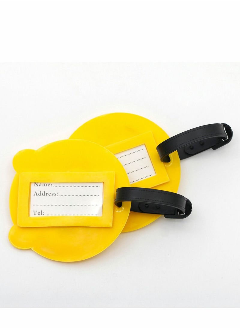 Excefore Luggage Tag with Name ID Card, 4Pcs Cute Face Suitcase Labels for Women Men Perfect to Quickly Spot  - Image 5