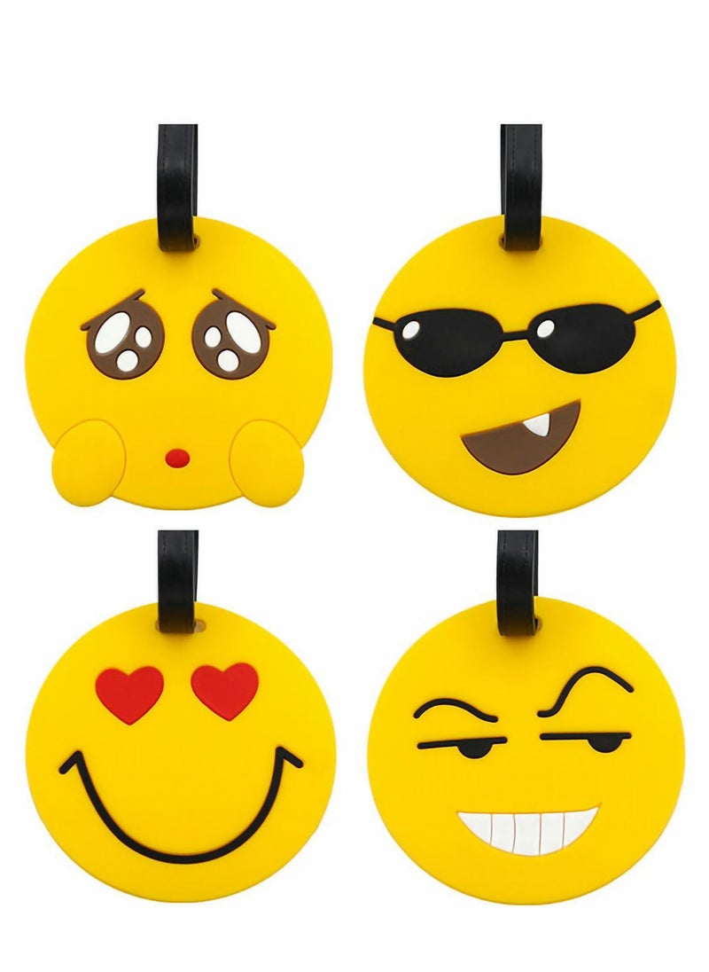 Excefore Luggage Tag with Name ID Card, 4Pcs Cute Face Suitcase Labels for Women Men Perfect to Quickly Spot  - Image 1