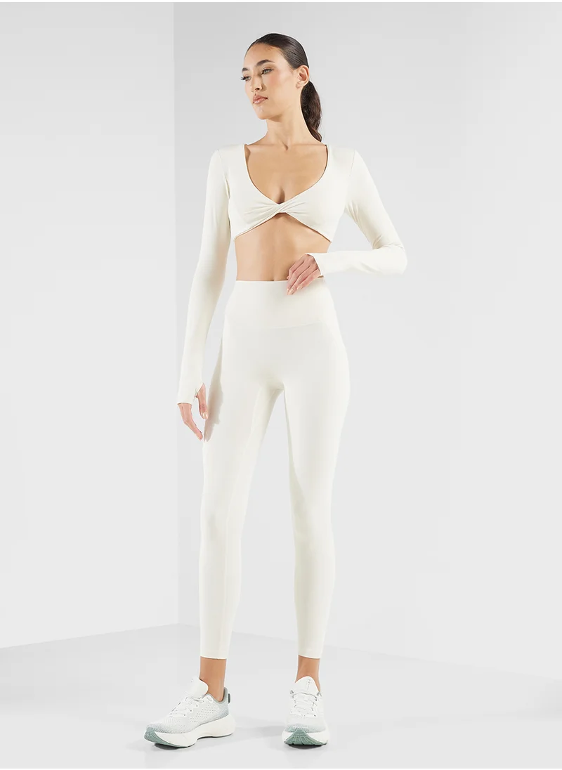 FRWD Plunge Neck Crop Top & High Rise Legging Set