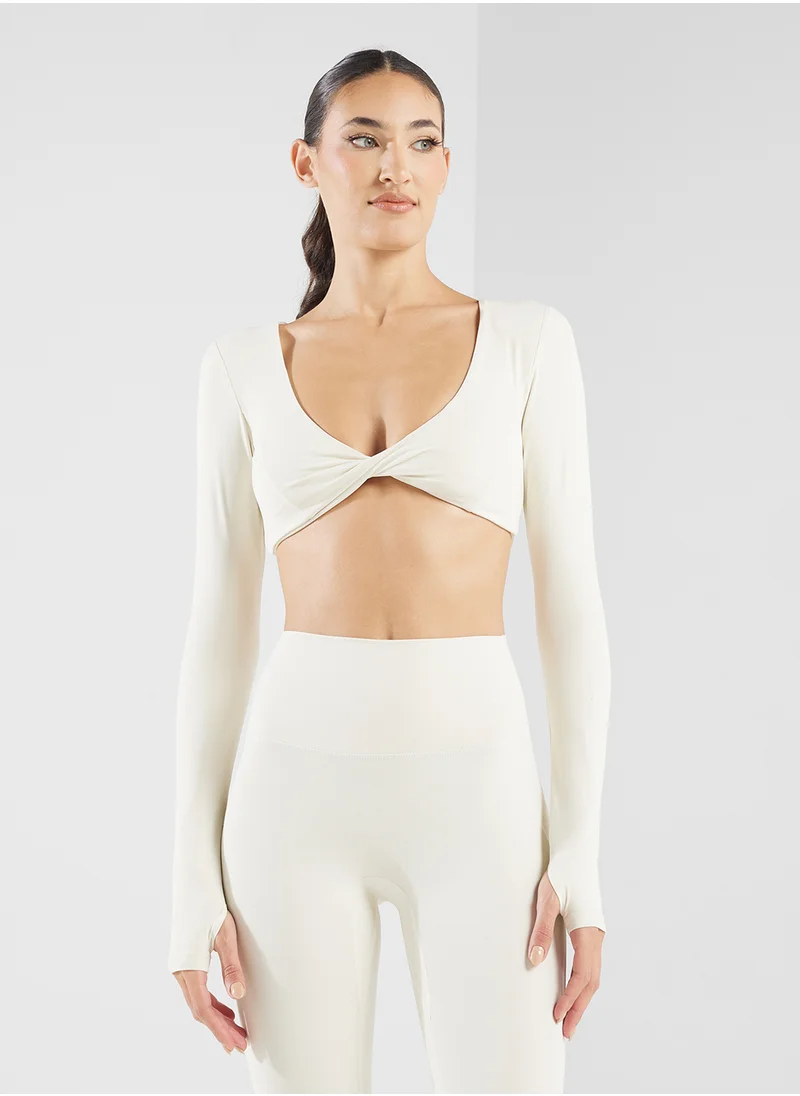 فورورد Plunge Neck Crop Top & High Rise Legging Set