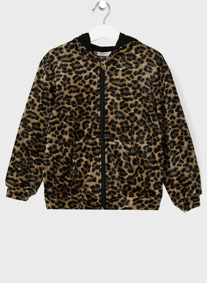 ONLY Kids Leopard Print Zip Hoodie - Image 1