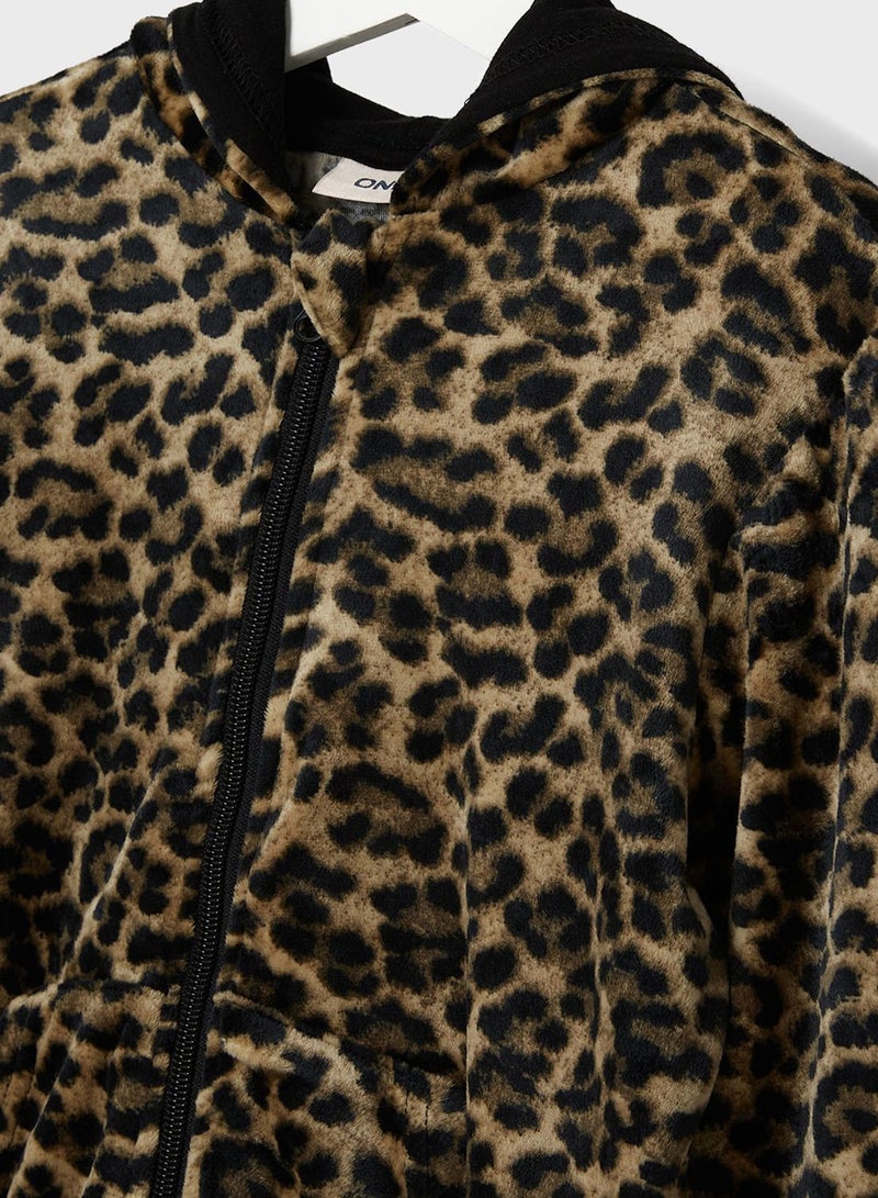 ONLY Kids Leopard Print Zip Hoodie - Image 3