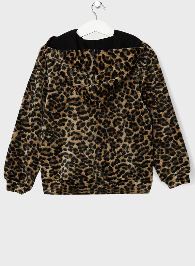 ONLY Kids Leopard Print Zip Hoodie - Image 2