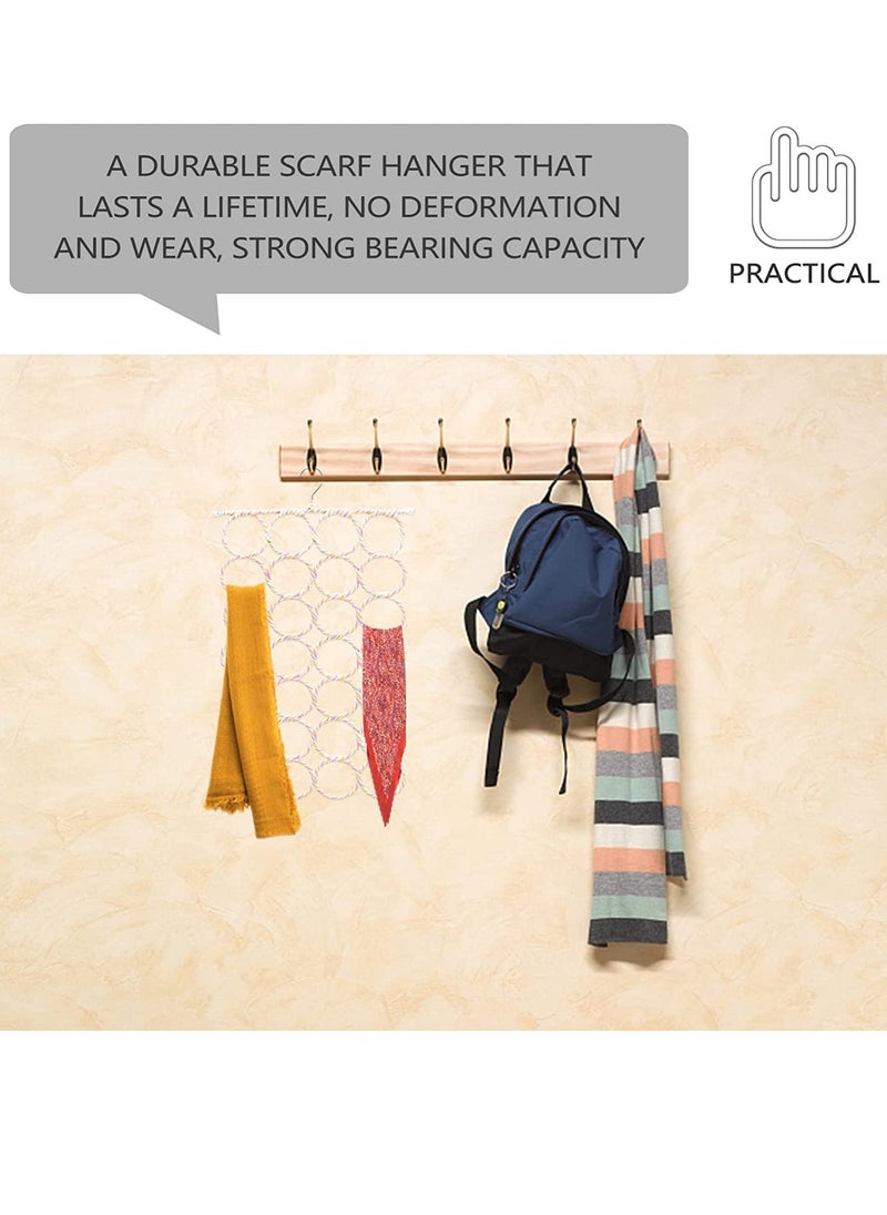 PAMEER - 28 Loop Scarf Hanger Cloth holder Closet Door Organizer Hanger for Scarf Bel Shawl Tie Ring Rope Slots Clothes Holder Non-Slip Wardrobe Organizer for Storing Shawls Pants Shirts Socks - Image 1