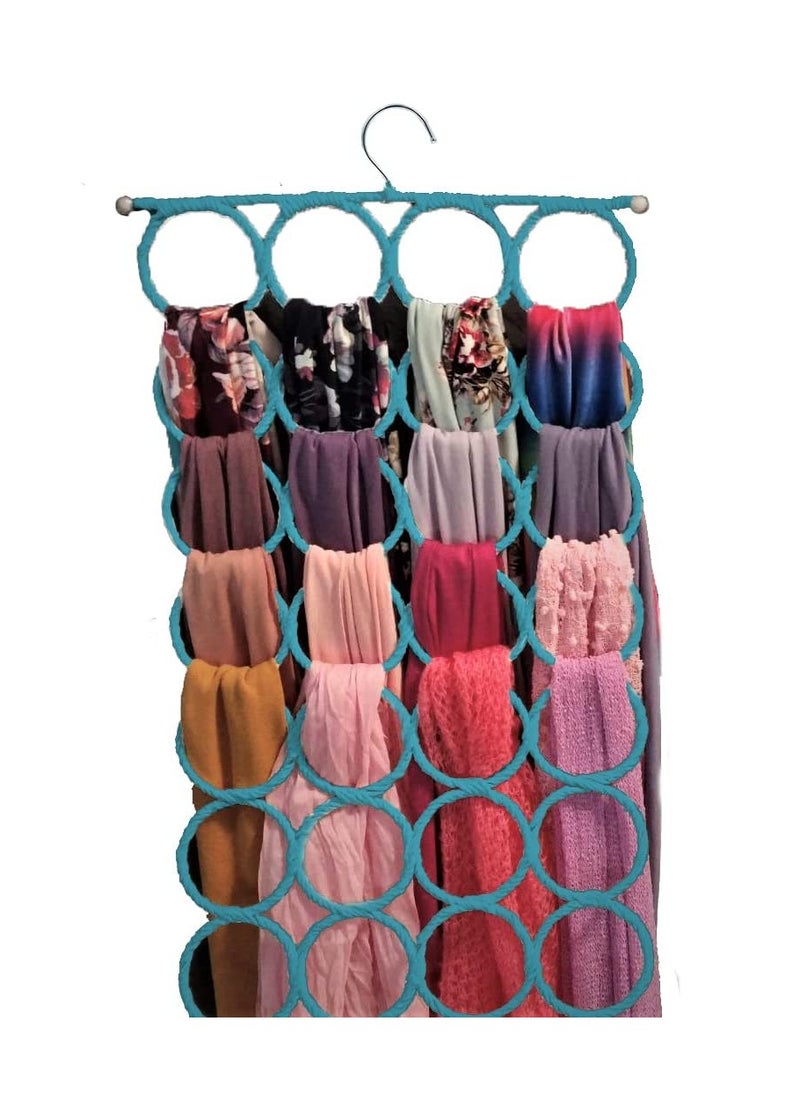 PAMEER - 28 Loop Scarf Hanger Cloth holder Closet Door Organizer Hanger for Scarf Bel Shawl Tie Ring Rope Slots Clothes Holder Non-Slip Wardrobe Organizer for Storing Shawls Pants Shirts Socks - Image 1