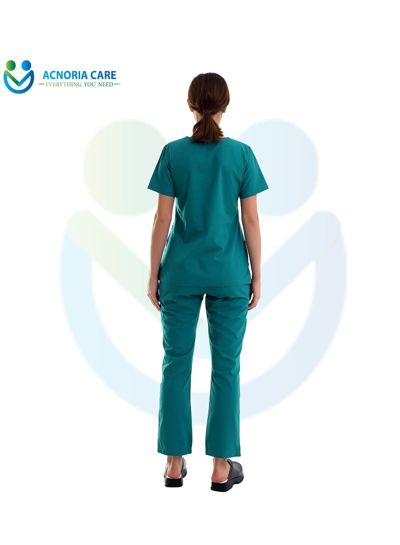 ACNORIA CARE Women's Medical Scrubs Consisting Of Two Pieces A Blouse And Pants, 35% Cotton And 65% Polyester Turquoise Color - Size XL - From Acnoria Care - Image 2