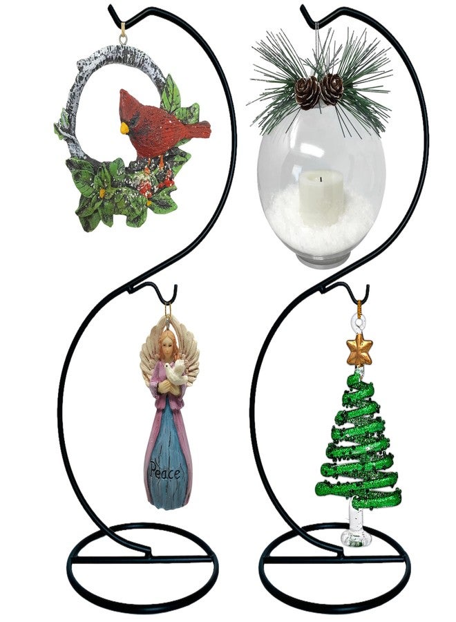 BANBERRY DESIGNS Dual Stands for Ornaments Jewelry and Terrariums - 2 Display Hooks - 2 Pack - Black Metal Holders with Multi-level Hooks - 12" H - Image 5