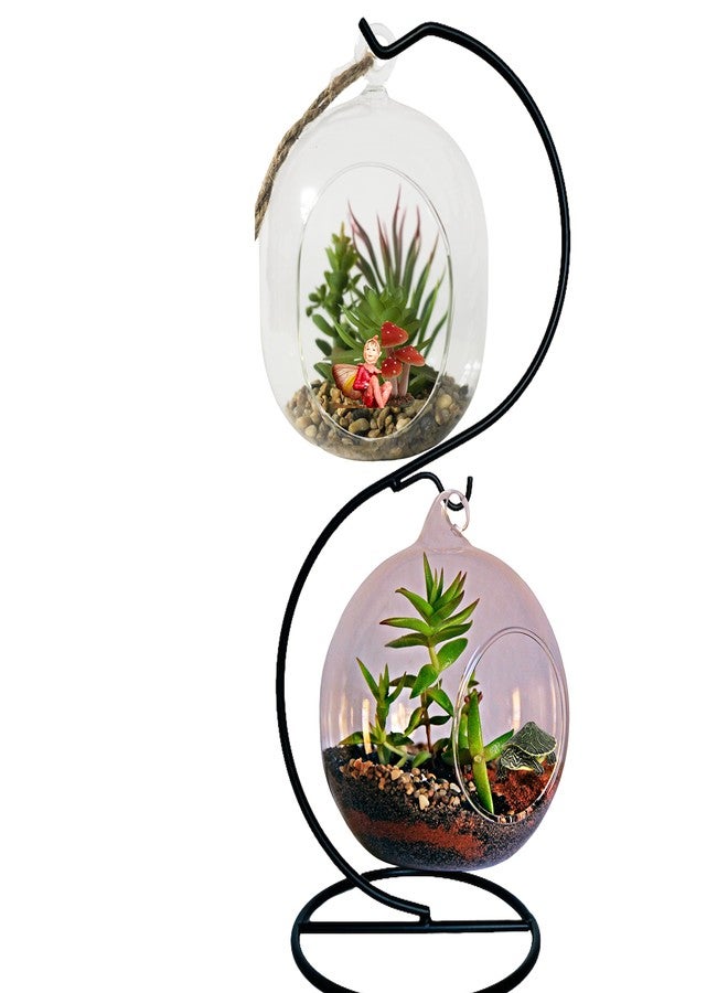 BANBERRY DESIGNS Dual Stands for Ornaments Jewelry and Terrariums - 2 Display Hooks - 2 Pack - Black Metal Holders with Multi-level Hooks - 12" H - Image 3