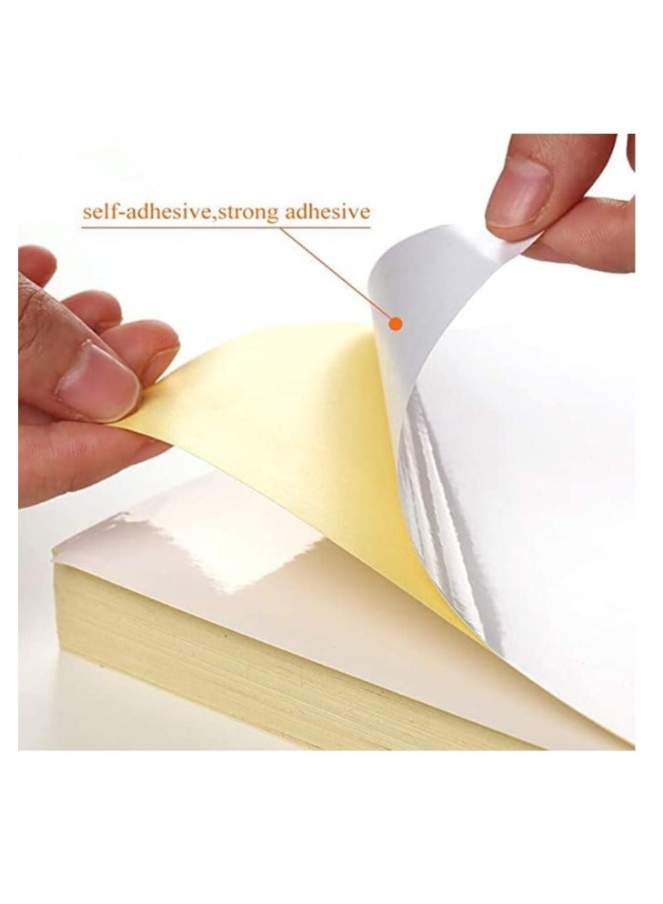 No branded 100 Printable Sheets of A4 Size,Glossy White Sticker Paper Printing Labels for Laser/Inkjet Printer,A4 Self Adhesive Stickers for Photoes Mailing Address Trade Mark - Image 2