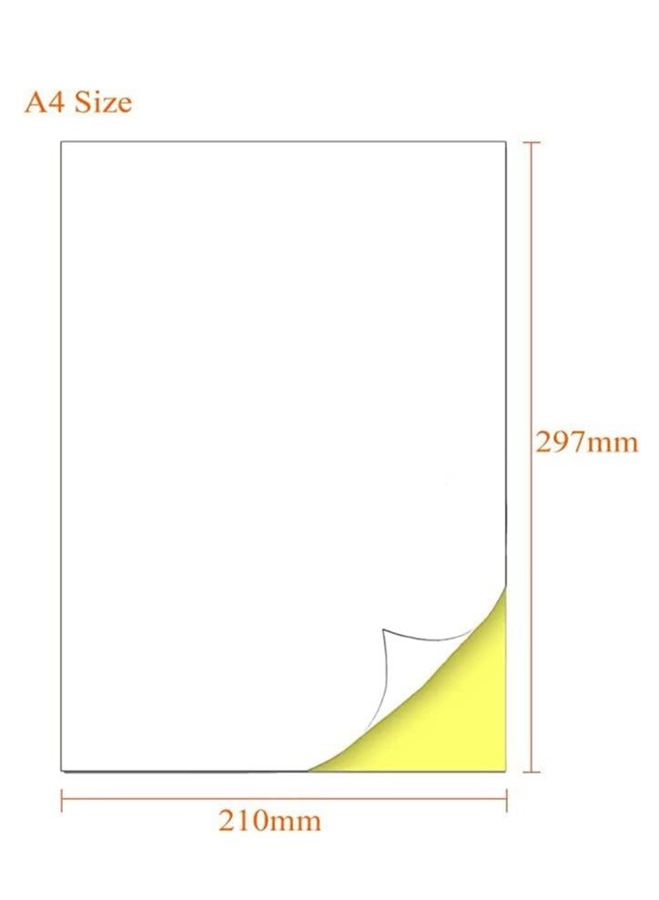 No branded 100 Printable Sheets of A4 Size,Glossy White Sticker Paper Printing Labels for Laser/Inkjet Printer,A4 Self Adhesive Stickers for Photoes Mailing Address Trade Mark - Image 3