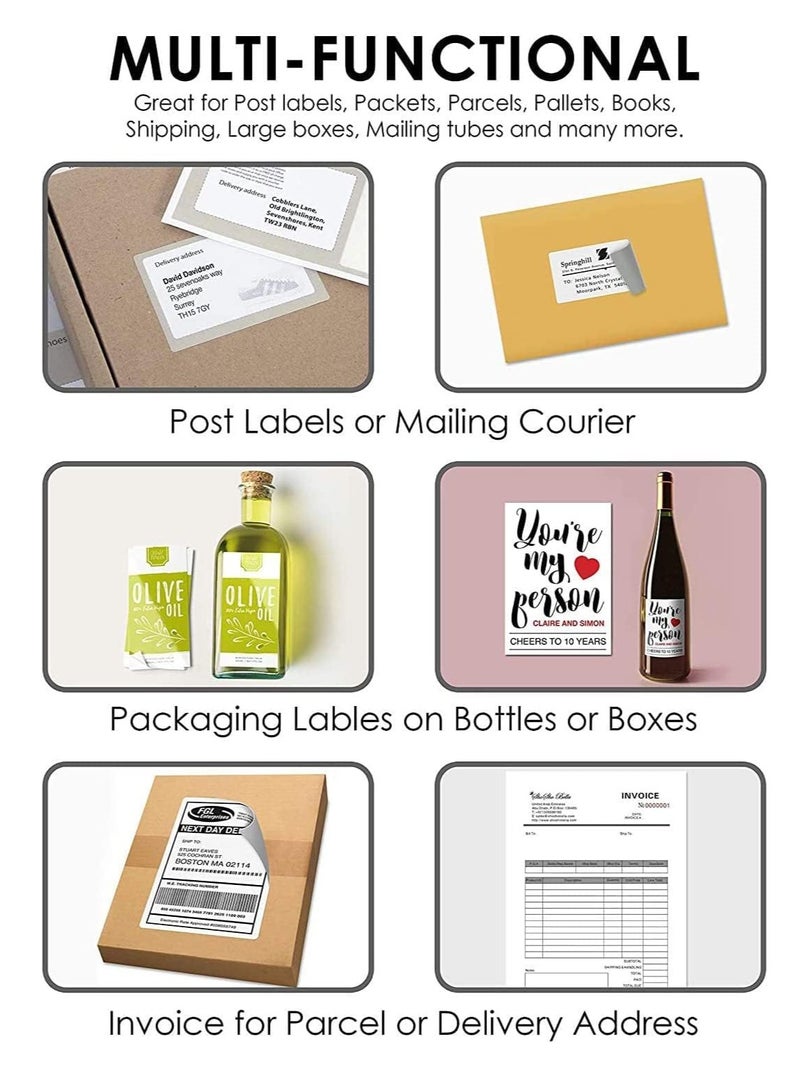 No branded 100 Printable Sheets of A4 Size,Glossy White Sticker Paper Printing Labels for Laser/Inkjet Printer,A4 Self Adhesive Stickers for Photoes Mailing Address Trade Mark - Image 5