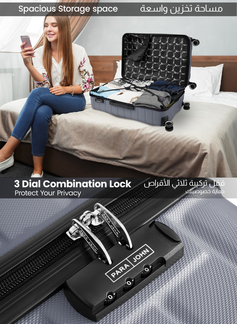 بارا جون حقيبة سفر بعجلات مقاس  بوصة خفيفة الوزن صلبة  فضية - Image 3