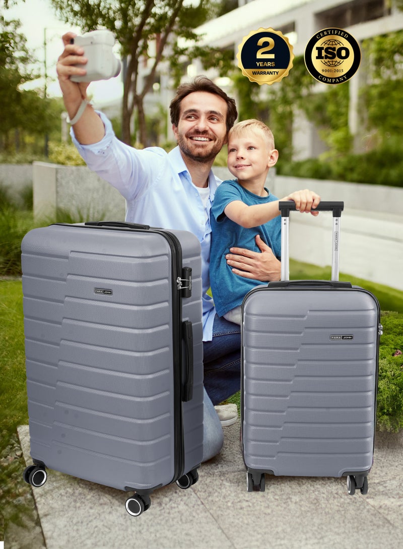 بارا جون حقيبة سفر بعجلات مقاس  بوصة خفيفة الوزن صلبة  فضية - Image 4