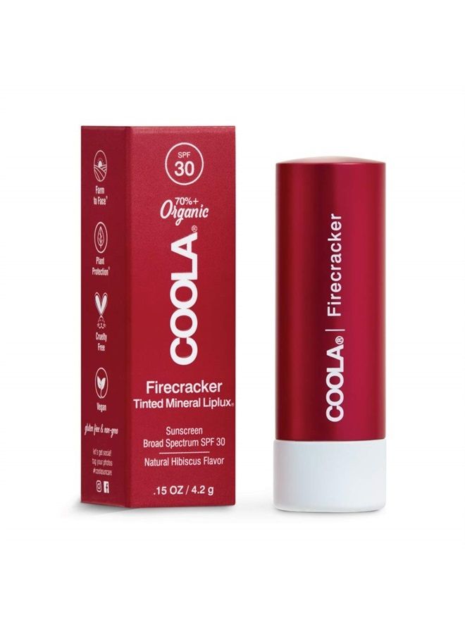 COOLA Organic Mineral Sunscreen Tinted Lip Balm, Lip Care for Daily Protection, Broad Spectrum SPF 30, Firecracker, 0.15 Fl Oz - Image 1