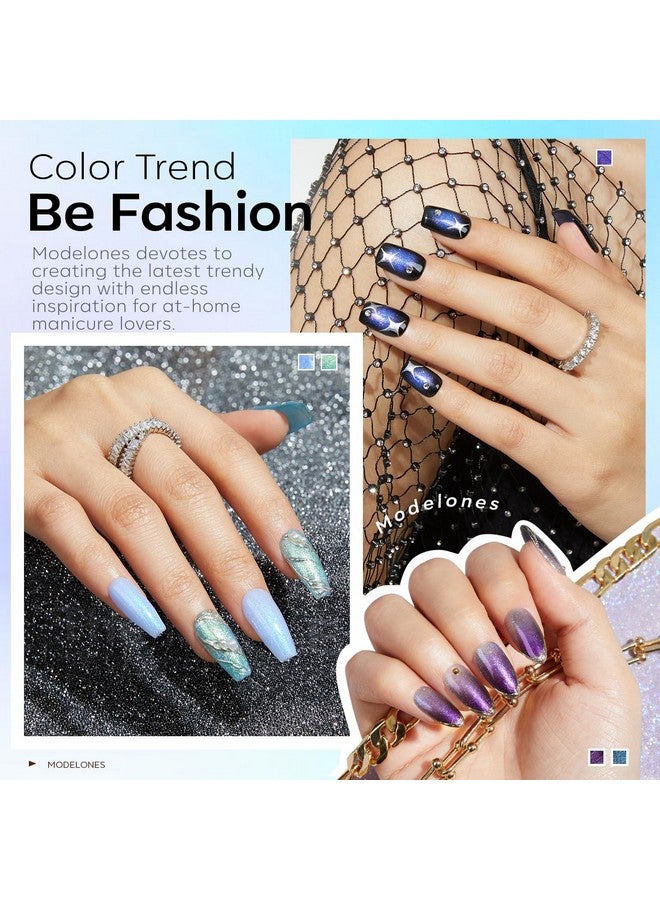 modelones Chameleon Gel Nail Polish Set- 6 Colors Aurora Shimmer Glitter Gel Polish Kit Blue Green Purple Nail Gel Polish All Seasons Soak Off LED Nail Lamp Nail Art Gel Kit DIY Salon Gift for Women - Image 3