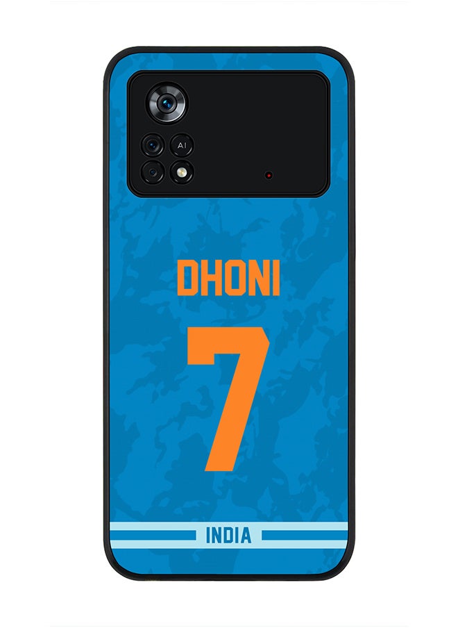 Stylizedd - Rugged Black Edge Case for Poco M4 Pro 4G, Slim fit Soft Case Flexible Rubber Edges Thin Cover - Player Name - MS Dhoni, Jersey Number- 7 - Image 1