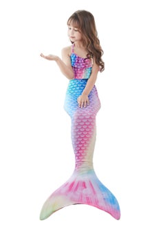 RedMapleTEK Girls Mermaid Swimsuit Performance Swimsuit Three-piece Fish Tail Large, Medium and Small Girls Princess Dress Swimsuit  - Image 1