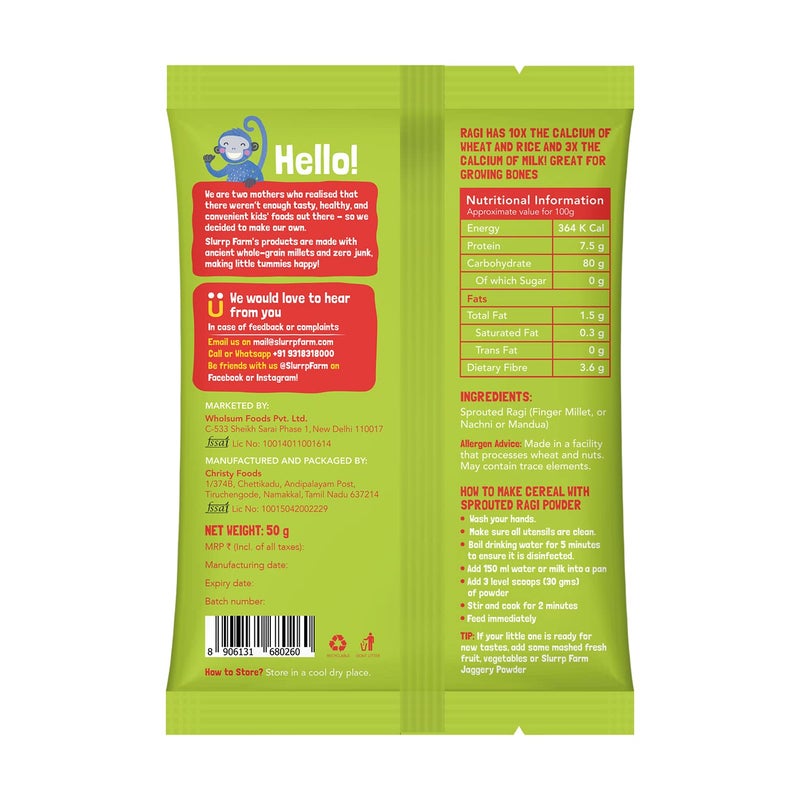 Slurrp Farm No Added Sugar No Salt Cereal Starter Combo | Made with Ragi, Oats, Jowar, Real Fruits, Vegetables, Dals | Healthy Food for Kids | Easy to cook | 50 g*4 - Image 2