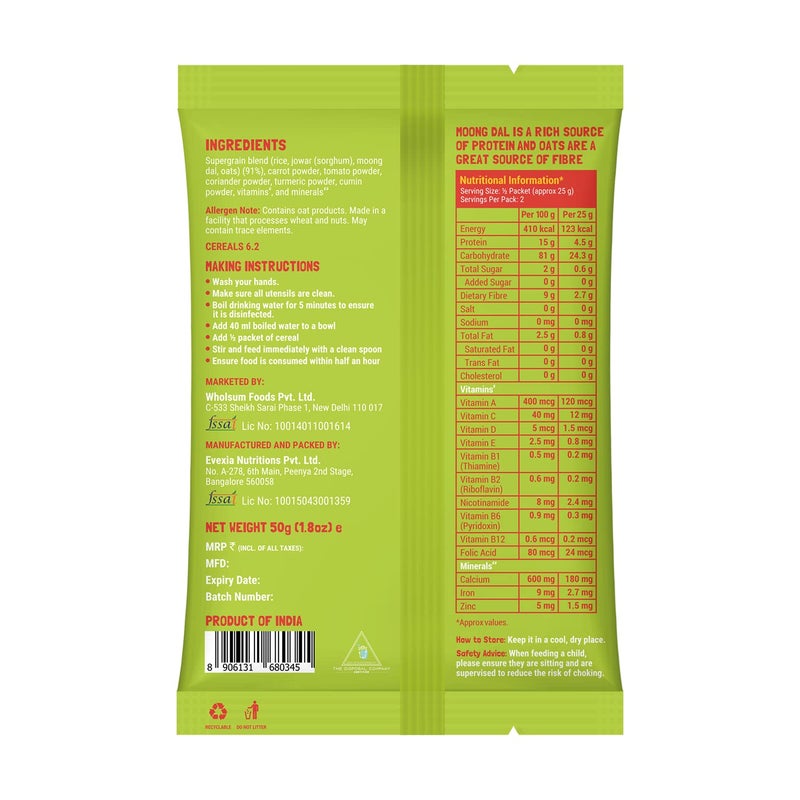 Slurrp Farm No Added Sugar No Salt Cereal Starter Combo | Made with Ragi, Oats, Jowar, Real Fruits, Vegetables, Dals | Healthy Food for Kids | Easy to cook | 50 g*4 - Image 5