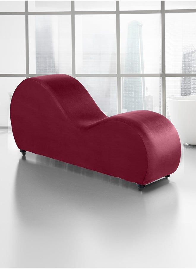 House One Small Romantic Chaise Longue Luxury Solid Pattern Of Velvet Fabric - Burgundy -170x70x40cm - Image 1
