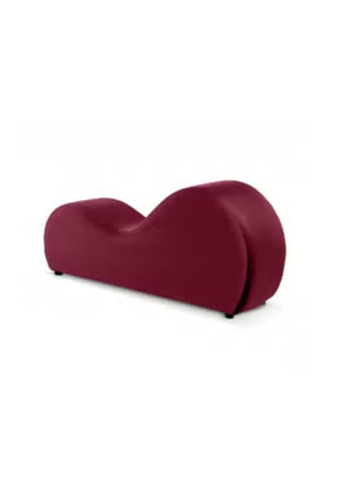 House One Small Romantic Chaise Longue Luxury Solid Pattern Of Velvet Fabric - Burgundy -170x70x40cm - Image 4