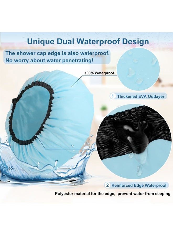 SHEOMERN - Sheomern 3 Pcs 16.5" Super Extra Large Shower Cap, Reusable Dual Waterproof for Women, Jumbo Satin Lined for Braids & Long Hair, XXL Adjustable Hair Cap for Locs Dreadlocks Music - Image 1
