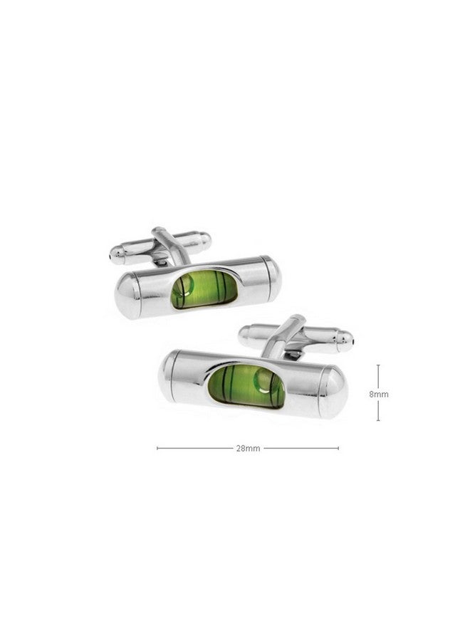 Vcufflinks 3D Spirit Level Cufflinks Tools Cuff Links Engineer (Green) - Image 2