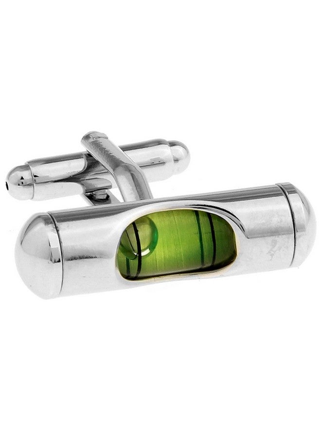 Vcufflinks 3D Spirit Level Cufflinks Tools Cuff Links Engineer (Green) - Image 1