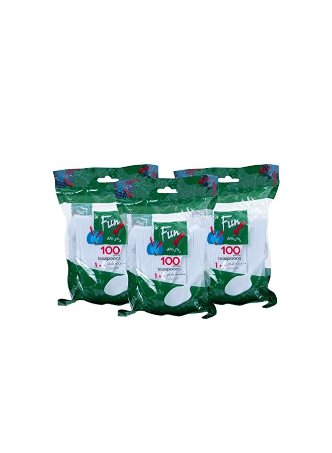 Raxoom Promopack Disposable Plastic Teaspoon Set 5 Inch - White - Pack Of 100 X 3 - Image 2