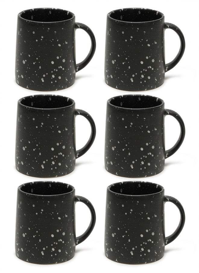 Arrabi Black Textured Ceramic Microwave Safe 6 Piece Mugs - 300ml - Image 2