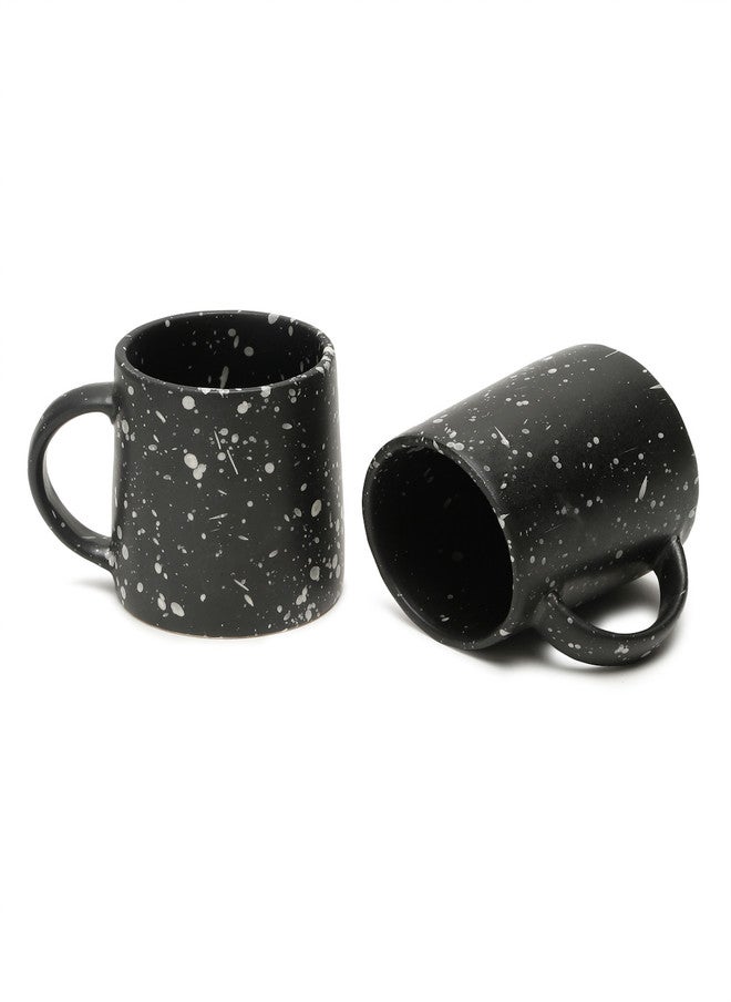 Arrabi Black Textured Ceramic Microwave Safe 6 Piece Mugs - 300ml - Image 3