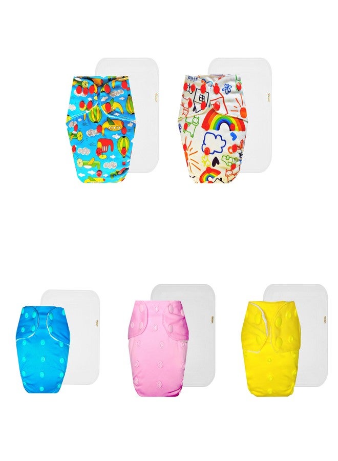 حفاضات دمبلدو القماشية الممتازة مع حشوة قطنية (عبوة من 5) | ملائمة تمامًا | تسمح بمرور الهواء | سهلة التنظيف | مناسبة للارتداء طوال اليوم | من 3 أشهر إلى 3 سنوات | مناسبة للجنسين - Image 1