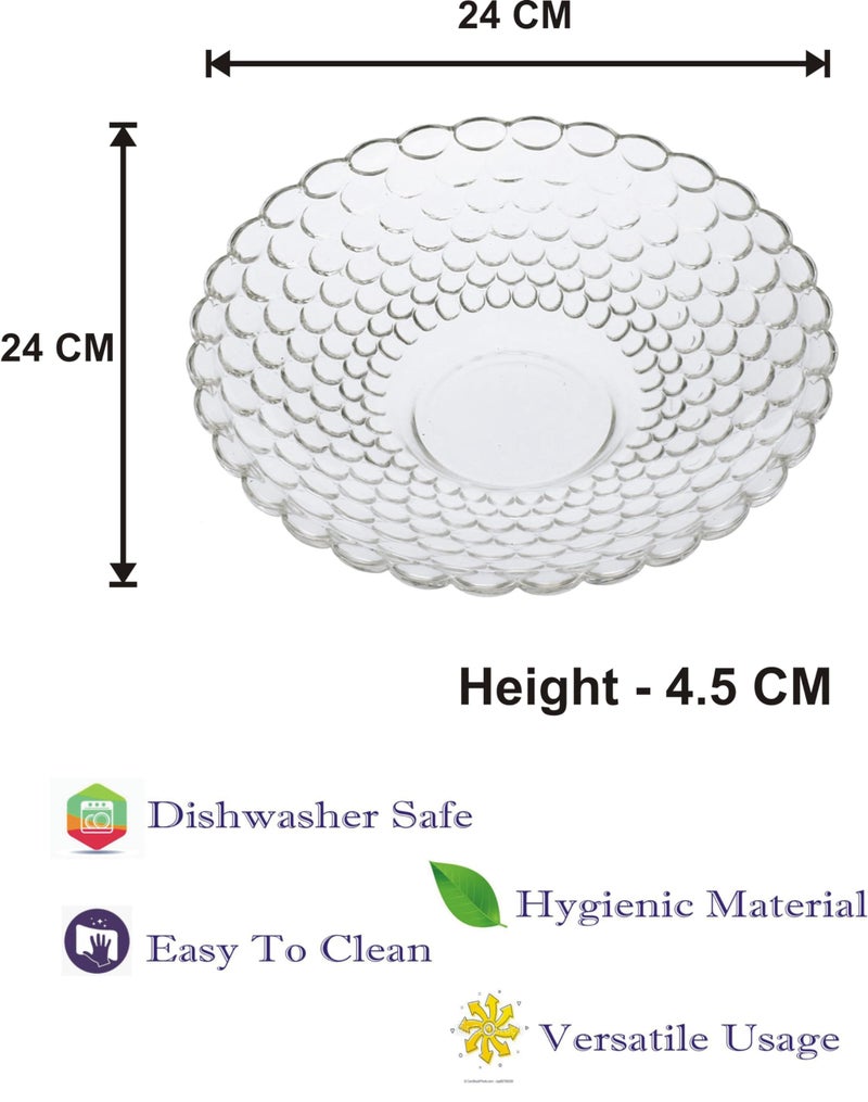 AFAST Stylish Transparent Plate for Dinner, Lunch, Snacks, Fruits Serving, 24 X 24 X 4.5 CM, Pack of 2 - Image 3