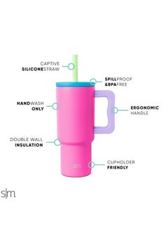 Simple Modern Simple Modern Kids 24 oz Tumbler with Handle and Silicone Straw Lid | Spill Proof and Leak Resistant | Reusable Stainless Steel Bottle | Gift for Kids Boys Girls | Trek Collection | 80s Mix  - Image 2